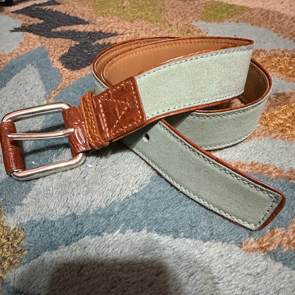 Michael Kors Aqua and Brown Belt with Silver Buckle